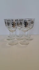 Vintage Libbey Frosted Silver Leaf Wine Glasses, Set of 8, Beautiful Condition