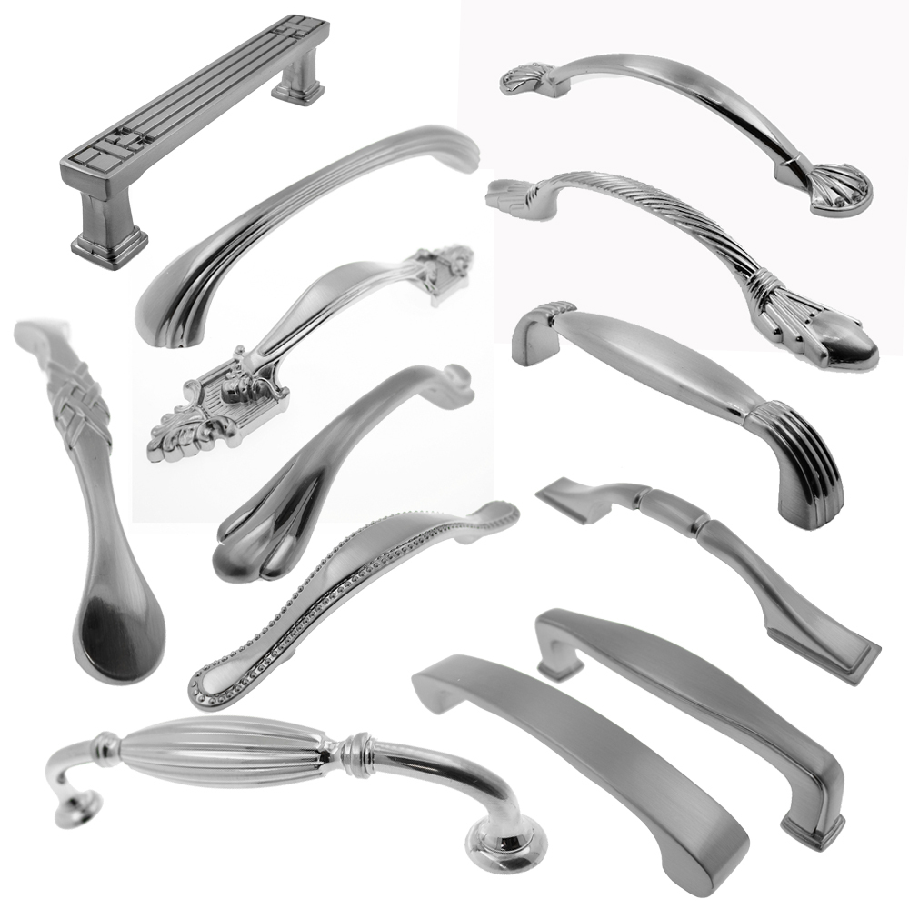 Traditional Brushed Nickel Cabinet Knob Drawer Pulls Handles Dresser Hardware