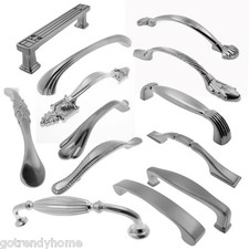 Traditional Brushed Nickel Cabinet Knob Drawer Pulls Handles Dresser Hardware