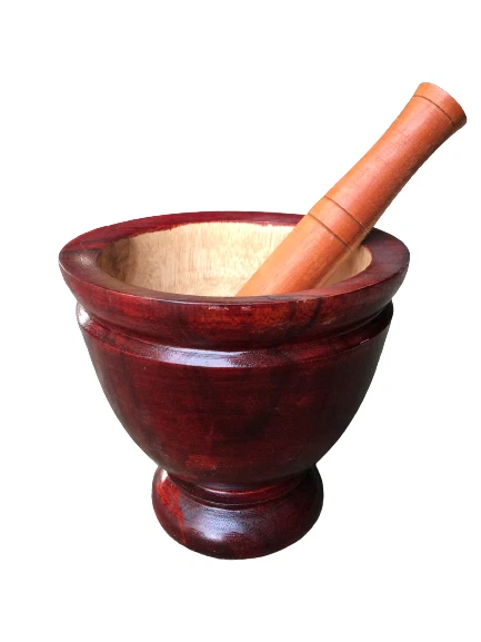 Wooden Mortar and Pestle For Grinding Papaya Salad Food Kitchen Tool 9"