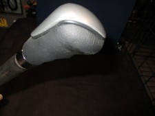 MW.A807: BLACK LEATHERETTE AND SILVER COMFORT FIT HANDLE WALKING STICK CANE