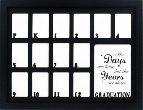 School Picture Frame Pre-K to 12 Graduation Photo Collage Black Frame with Mat,