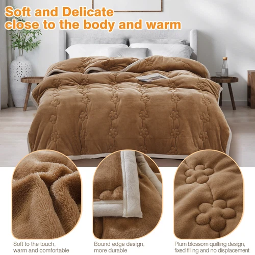 Flannel Blanket Winter Warm Reversible Twin Queen Size Plush Sofa Bed Blankets - Picture 22 of 55