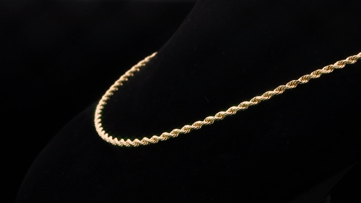 Amour 10k Yellow Gold 18 Inch 3 mm Rope Chain Necklace with