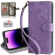 For Motorola Moto G Stylus / G Power / G 5G RFID Blocking Wallet Case with Strap