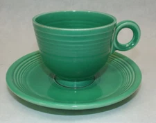 Vintage 1940-50’s FIESTA Home Laughlin Original GREEN Cup & Saucer