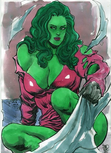 💥She-Hulk (09"x12") original comic art by David Lee - TramaStudio💥