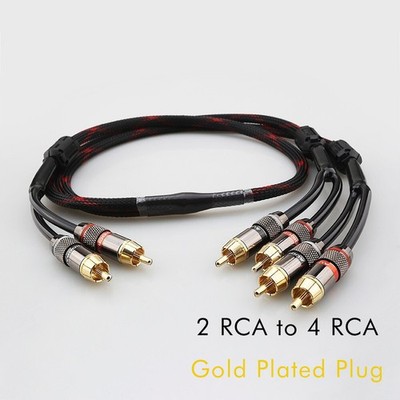 Gold Plated RCA Connector Audio Extension Cable 2 Male to 4 Male RCA Adapter