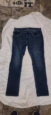 BKE Mason Taper Stretch Men's 36x32 Jeans Dark Wash Stitch Pockets Whiskered