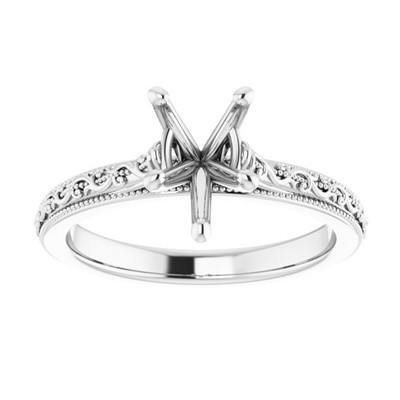 Solid 925 Sterling Silver Pear 8X5 mm Semi Mount Ring, Without Stone DIY