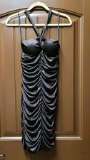 Sexy Little Black Cocktail Dress Ruched Halter Backless Small