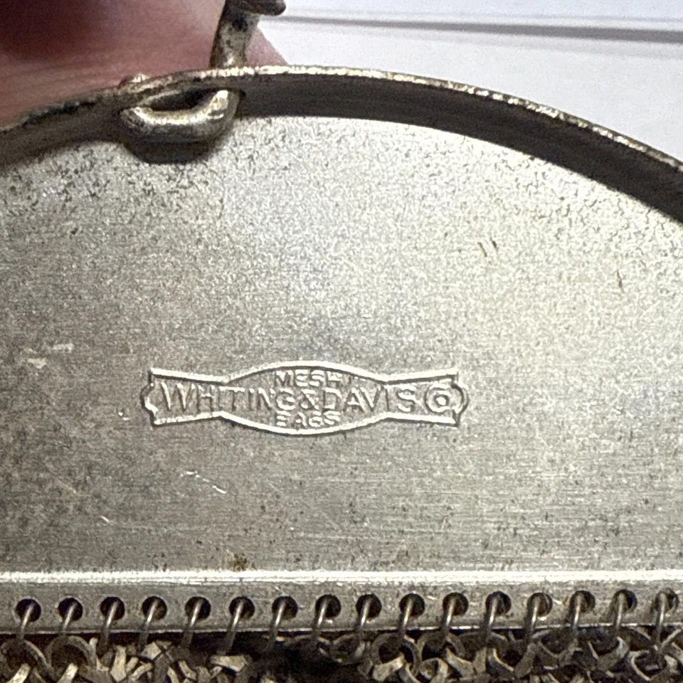 Bolsa de malha esmaltada vintage 1920 - 1930 Whiting & Davis design art déco - Imagem 4 de 4