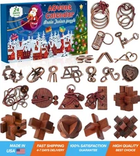 Advent Calendar 2025 Brain Teaser for Kids & Adults - 24 Days of Metal Puzzle...