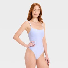 Women's Luxe Stretch Lightly Lined Cami Bodysuit - Auden Blue M