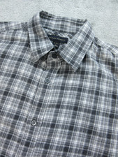 Banana Republic Shirt Mens Large 16-16.5 Button Down Long Slv Shirt Plaid Gray