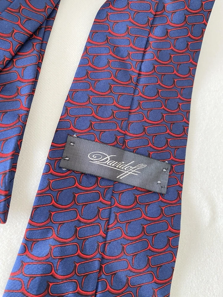 DAVIDOFF. Corbata de lujo de seda azul para hombre. M en Italia. Ex Con Foto 2 de 4