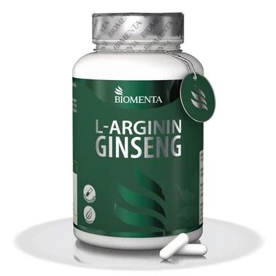 [124,35€/1Kg] L Arginin Ginseng hochdosiert BIOMENTA 240 St. vegan - Bild 1 von 4