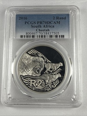 2016 South Africa Silver 2 Rand Cheetah - PCGS PR 70 DCAM | eBay