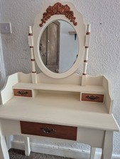 Handpainted Cream And Copper Dressing Table/hall Table With Mirror And Draws