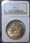 1884-O Morgan Silver Dollar MS63 NGC Rainbow Toned Coin See Reverse! CH UNC $1