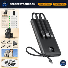 10000mAh Portable Power Bank Charger with 4 Built-in Cables, Fast Charging