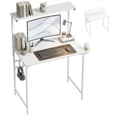 HOMCOM كمبيوتر Desk, 80cm منزل مكتب Study Table مع Hutch Shelf, أبيض