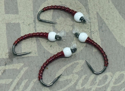 4ea. Red Chironomids in sz. #10. Excellent still water pattern.