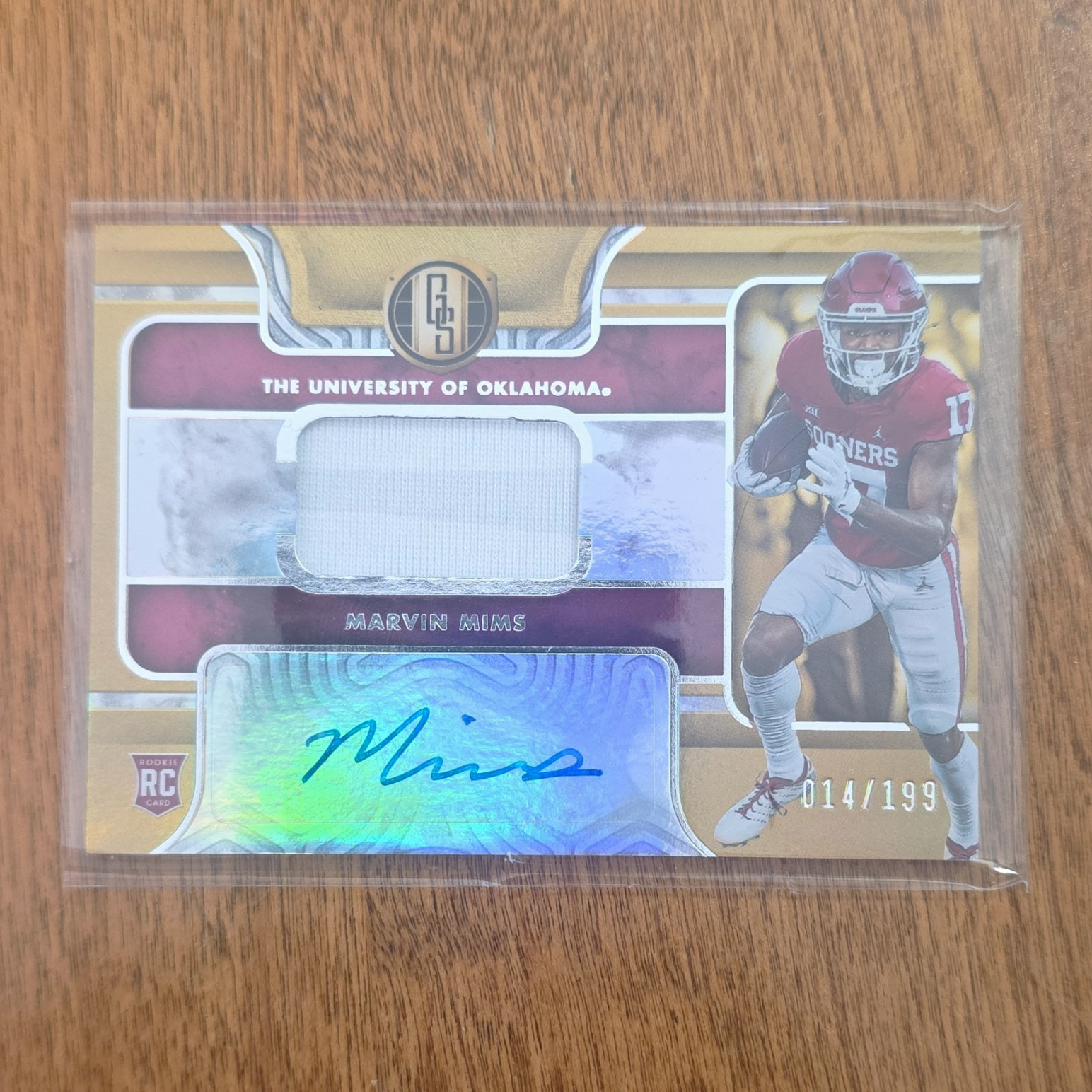 Marvin Mims Panini Chronicles Draft Picks Gold Standard Rookie Jersey Autograph #GSMM Patch Conference