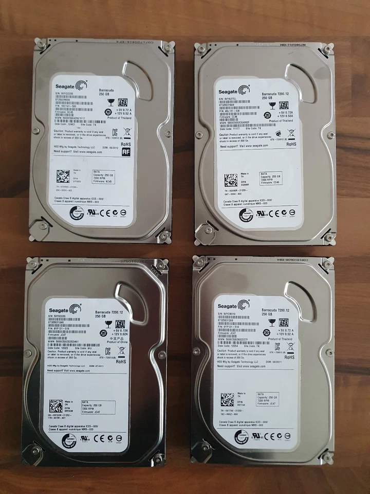 4x Seagate Baracuda 250GB 3,5zoll Interne HDD