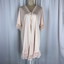 Vintage ShadowLine Peignoir Robe Sz M Pink Sheer Chiffon Nylon Made In USA