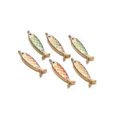 10PCS Stainless Steel Gold Plated Enamel Fish Pendants DIY Jewelry Supply