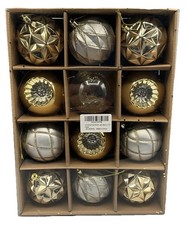Beinhome 12pcs 2.4" Christmas Ball Ornaments Set, Gold Silver Shatterproof