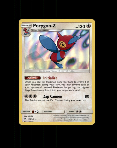 2017 Pokemon Porygon-Z Burning Shadows #105/147 Holo NM