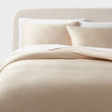 Threshold 3-Piece Duvet Cover Set Lyocell Satin Cooling OEKO-TEX, Khaki, King