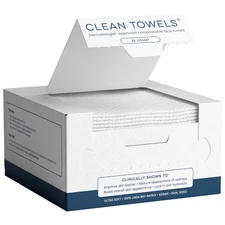 Clean Towels®, 100% USDA Biobased Face Towel, Disposable Face Towelette, Eczema 
