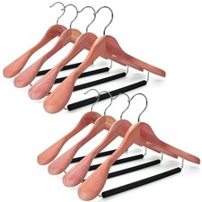 American Red Cedar Wide Shoulder Wooden Hangers 8 Pack, Luxury Wood Suit Coat...