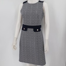 Tommy Hilfiger Women's Navy White Geometric Print Dress Size 2