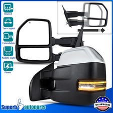 Fits 2015-2019 Ford F150 Power Heated Tow Mirrors Smoke LED Signal Puddle
