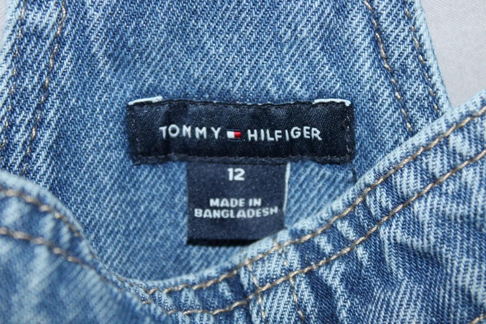 Винтажный женский комбинезон Tommy Hilfiger размер 12 джинсовый нагрудник логотип 2000-е Y2K - Изображение 3 из 4