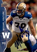 Michael Couture Signed 2017 Upper Deck CFL Football card Winnipeg Blue Bombers
