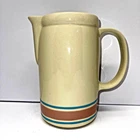 Vintage McCoy Stonecraft Pink Blue Stripe Pitcher 1429 USA 7" Designer Accents