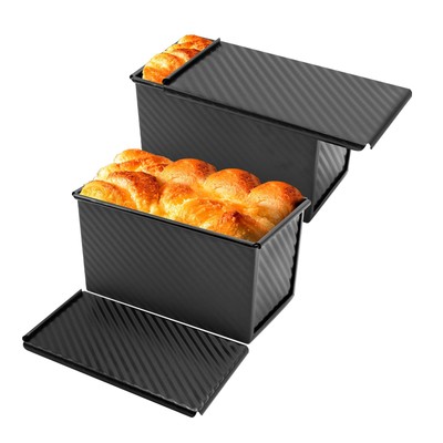 2pcs Loaf Pan with Lid,1lb Non-Stick Bread Pan, Bakeware Durable Carbon Steel...