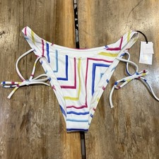 Shade  Shore Side-tie High Leg Ultra Cheeky Bikini Bottom Striped Size Medium