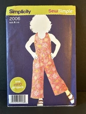 Simplicity 2006 "One Easy Project" Childs Jumpsuit Sewing Pattern Size A 3-8 UC
