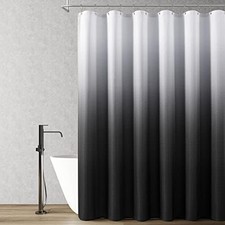 Black Ombre Fabric Shower Curtain with Hooks 72 x 72