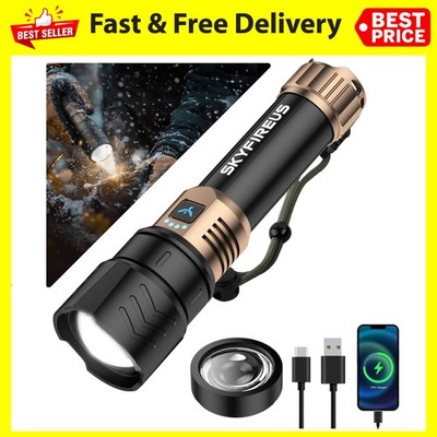 SKYFIRE 1500000LM LED Flashlight Rechargeable Zoom Fire Starter Waterproof