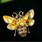 Retro Crystal Bee Gold Tone Brooch Pin -Rhinestone Insect Jewelry Summer Gift Us