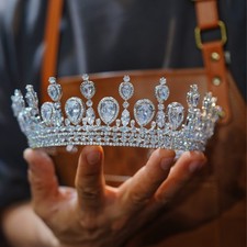 Elegant Round Girls Crystal Brides Tiaras Barrttes Wedding Crown Headpieces