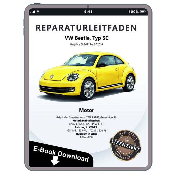 VW Beetle 5C 2011-2016 Benzinmotor 1,8L 2,0L 170-220 PS Werkstatthandbuch PDF-image