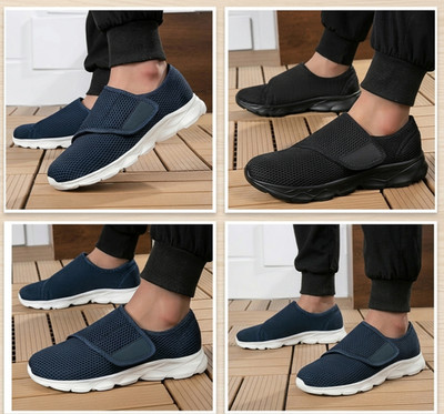 Herren Walkingschuhe Damen Extra Weit Sportschuhe mit Klettverschluss Turnschuhe